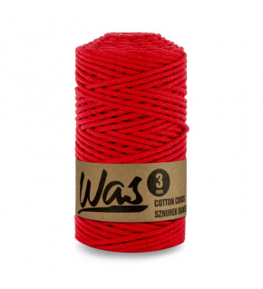 Cotton cord 3mm, 100m, RED