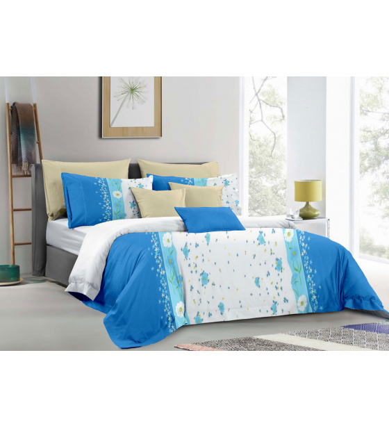 Flannel bedding with zipper, color Blue, 140x200 cm