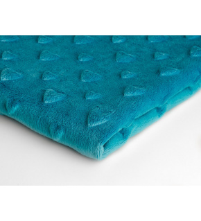 Minky fabric with hearts, 320 g/m², width 160 cm, by the meter, turquoise