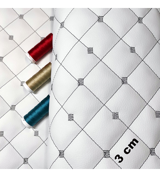 Quilted faux leather MIX 3x3 cm White-Black color 1.4 m x 0.9 m