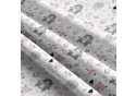 Cotton fabrics, by the meter. Pink Animals on White