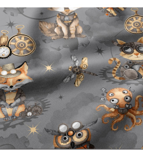 Cotton fabrics, Animals on Graphite, by the meter