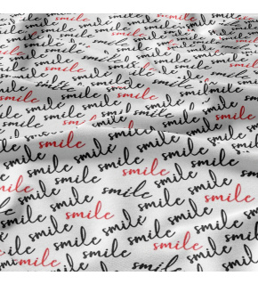 Cotton fabric 100% cotton, 125 g/m², width 160 cm, smile on white
