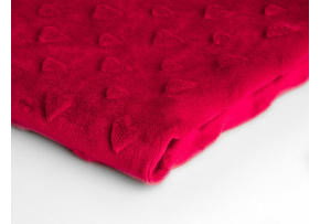 Fabric Mínky Hearts, color Red 29 Fabric Mínky Hearts, color Red 29
