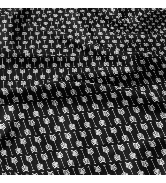 Decorative cotton fabric, by the meter, Feathers White on Black