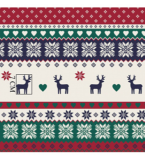 Christmas cotton fabric, by the meter, width 160 cm, Green Deer Ornament
