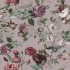 Velvet upholstery fabrics with print. Flowers on gray-pink
