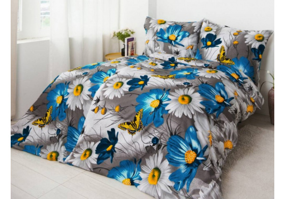 Cotton bedding Karla, color blue, 140x200 cm