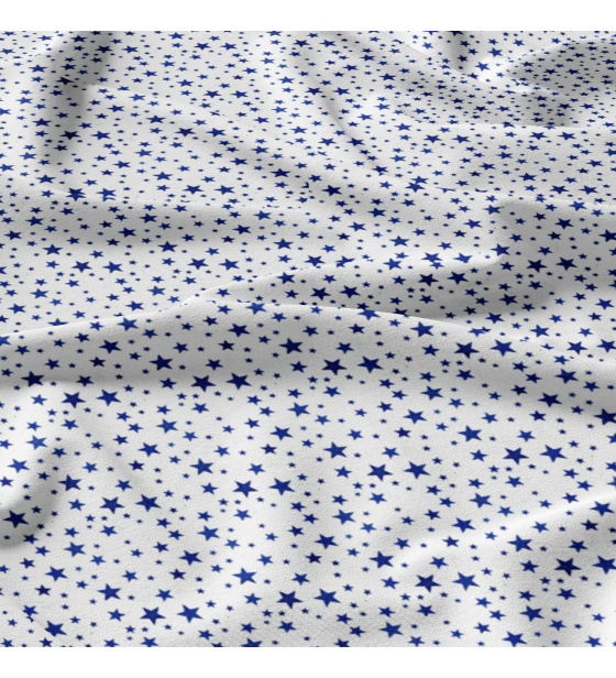 Children's cotton fabric 100% cotton, 125 g/m², width 160 cm, dark blue stars on white