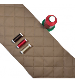 Ultrasonically quilted eco-leather, cappuccino color, by the meter