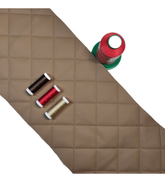 Ekokůže barva Cappuccino prošívaná ultrazvukem, koženka metráž