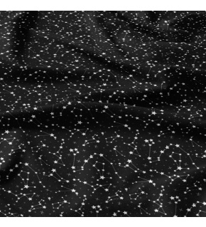 Children's cotton fabric 100% cotton, 125 g/m², width 160 cm, white galaxy on black