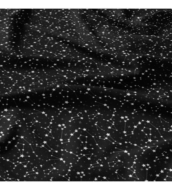 Children's cotton fabric 100% cotton, 125 g/m², width 160 cm, white galaxy on black