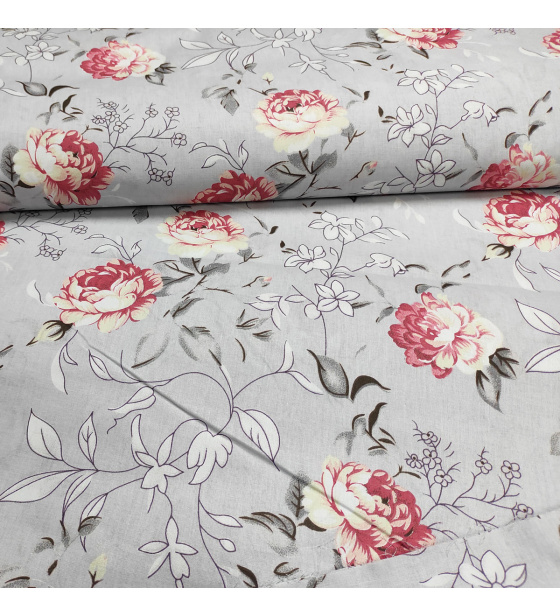 Bavlněná látka vzor Kytíčky na šedém