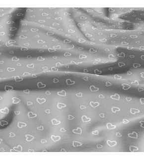Decorative cotton fabric, by the meter, White Hearts on Gray