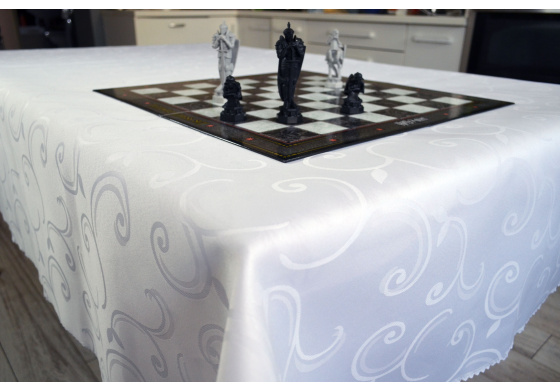 Water-repellent Vintage Tablecloth, 140x180 cm, White color, stain-resistant