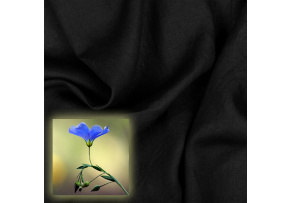 Natural linen fabric Oskar, Black, 265 gr/m2