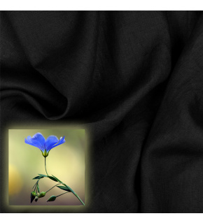 Natural linen fabric Oskar, Black, 265 gr/m2