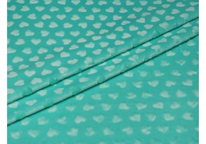 Fabric Mínky Hearts, color Dk. Menthol