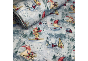 Christmas cotton fabric, by the meter, width 160 cm, pattern Christmas on Grey Christmas cotton fabric, by the meter, width 160 cm, pattern Christmas on Grey