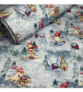 Christmas cotton fabric, by the meter, width 160 cm, pattern Christmas on Grey