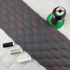 Eco-leather GEO color Graphite quilted with Red threads, faux leather by the meter,