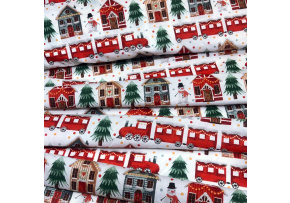 Christmas cotton fabric, by the meter, width 160 cm, pattern Christmas on White 5