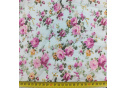 Percale cotton fabrics. Flowers on Mint