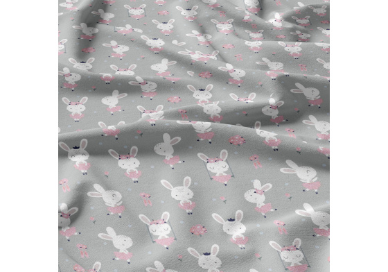 Cotton fabrics, by the meter. Little Hare on the Grey