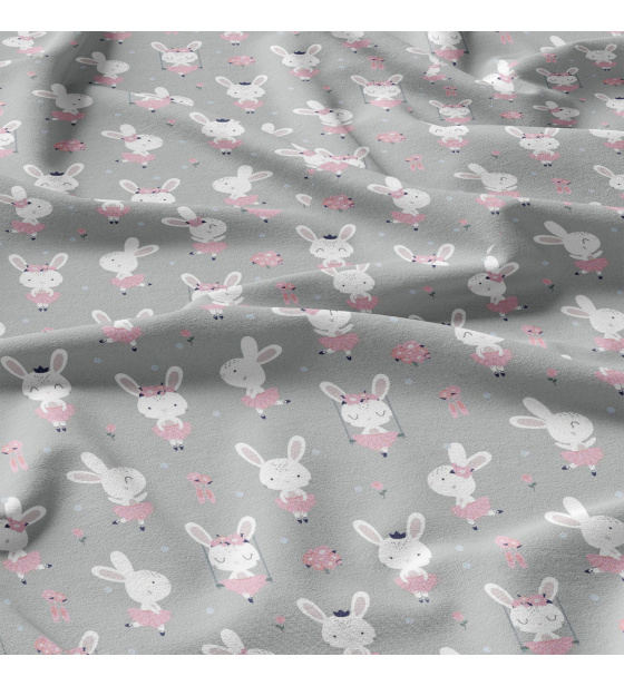 Cotton fabrics, by the meter. Little Hare on the Grey