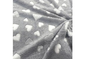 Minky Blanket Hearts Gray and White on Gray