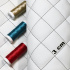 Eco-leather KLASIK 3x3 cm color white quilted with black threads, by the meter, 145 cm