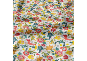 Cotton fabrics, by the meter. Birds of Paradise on White Cotton fabrics, by the meter. Birds of Paradise on White