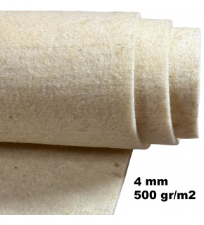 Wool technical felt (felt) 4 mm color Ecru, fabric width 150 cm