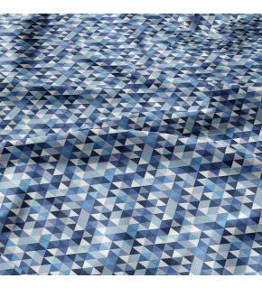 Cotton fabric 100% cotton, 125 g/m², width 160 cm, blue triangles 2 cm