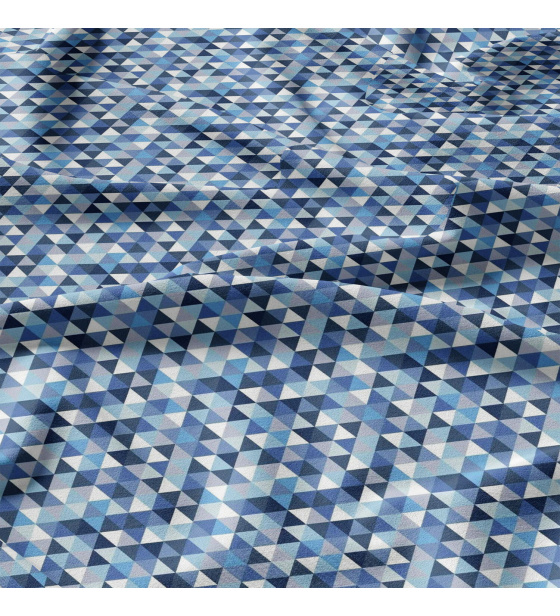 Cotton fabric 100% cotton, 125 g/m², width 160 cm, blue triangles 2 cm