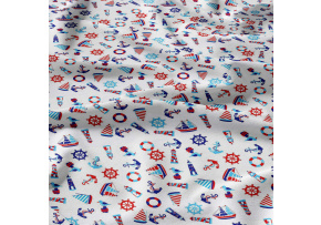 Children's cotton fabric by the meter Sea on White