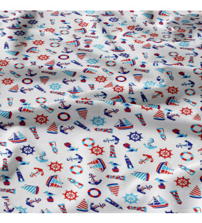 Children's cotton fabric by the meter Sea on White