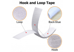 White adhesive hook and loop tape 20 mm