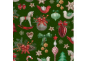 Christmas cotton fabric, by the meter, width 160 cm, Horses on Red