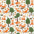 Cotton fabrics, by the meter. Foxes and Trees on St.Beige