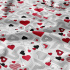 Decorative cotton fabric, by the meter, Hearts on White