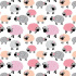 Cotton fabrics, by the meter. Pink Sheep on White