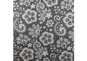 Cotton fabric. Lace Flowers White on Gray