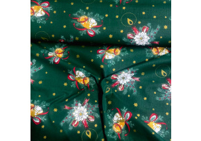 Christmas cotton fabric, by the meter, width 160 cm, Christmas motif on Green