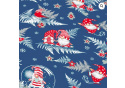 Christmas cotton fabric, by the meter, width 160 cm, Red Elves on Green
