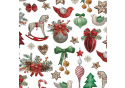 Christmas cotton fabric, by the meter, width 160 cm, Horses on Green
