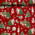Christmas cotton fabric, by the meter, width 160 cm, Snowman on Red