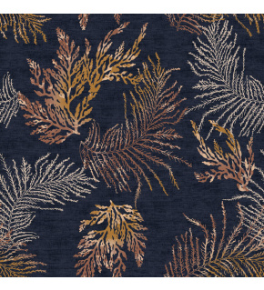 Velvet upholstery fabrics with print, Herbs on blue