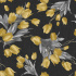 Velvet upholstery fabrics with print, Yellow Tulips on Black